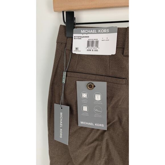 Michael Kors Mens Medium Brown Matisse Pants Comfort Waistband Size 30X32 NWT - Picture 8 of 9